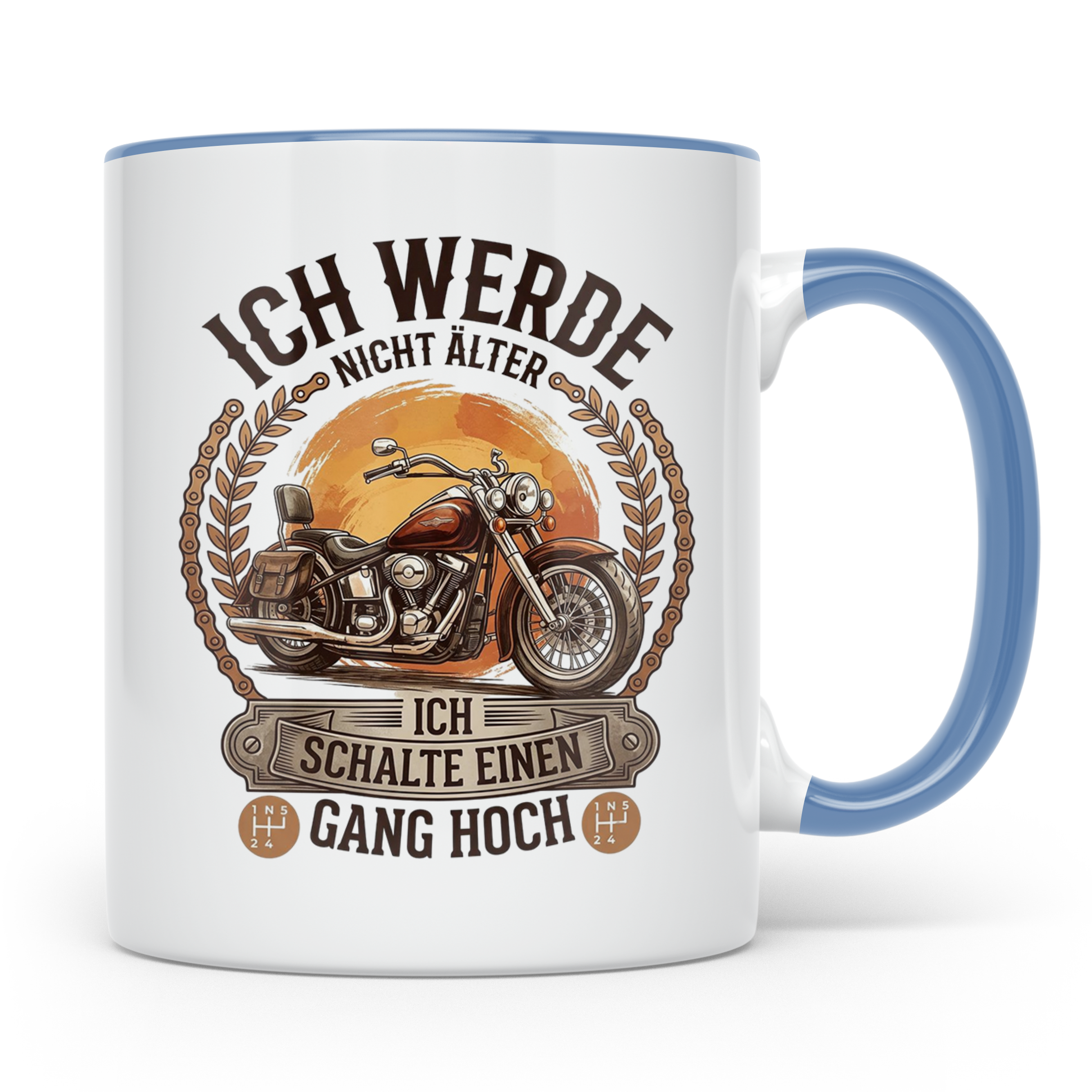 Biker Tasse Ich werde nicht älter Gang hoch | Motorrad Chopp – Blau [farbe:blau]