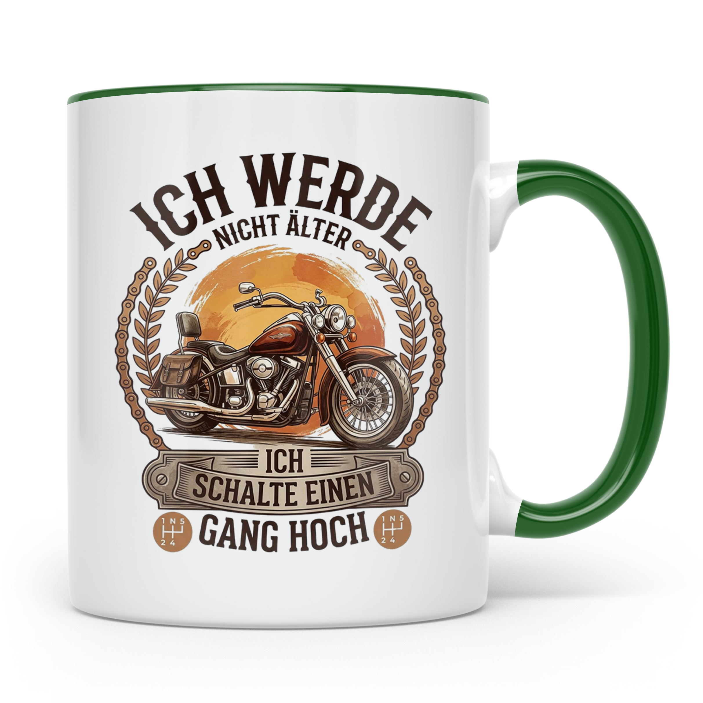 Biker Tasse Ich werde nicht älter Gang hoch | Motorrad Chopp – Grün [farbe:grün]