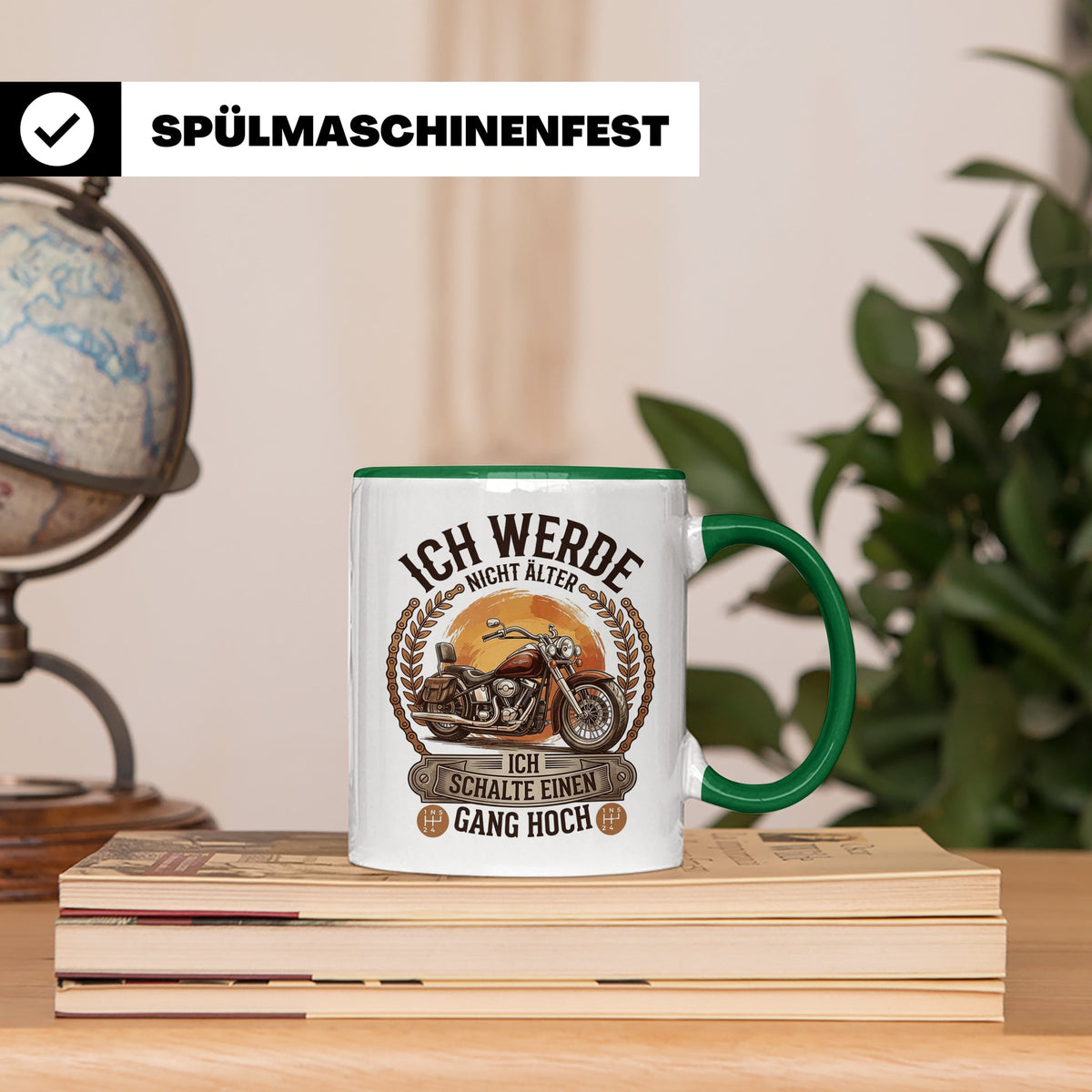 Biker Tasse Ich werde nicht älter Gang hoch | Motorrad Chopp – Grün [farbe:grün]