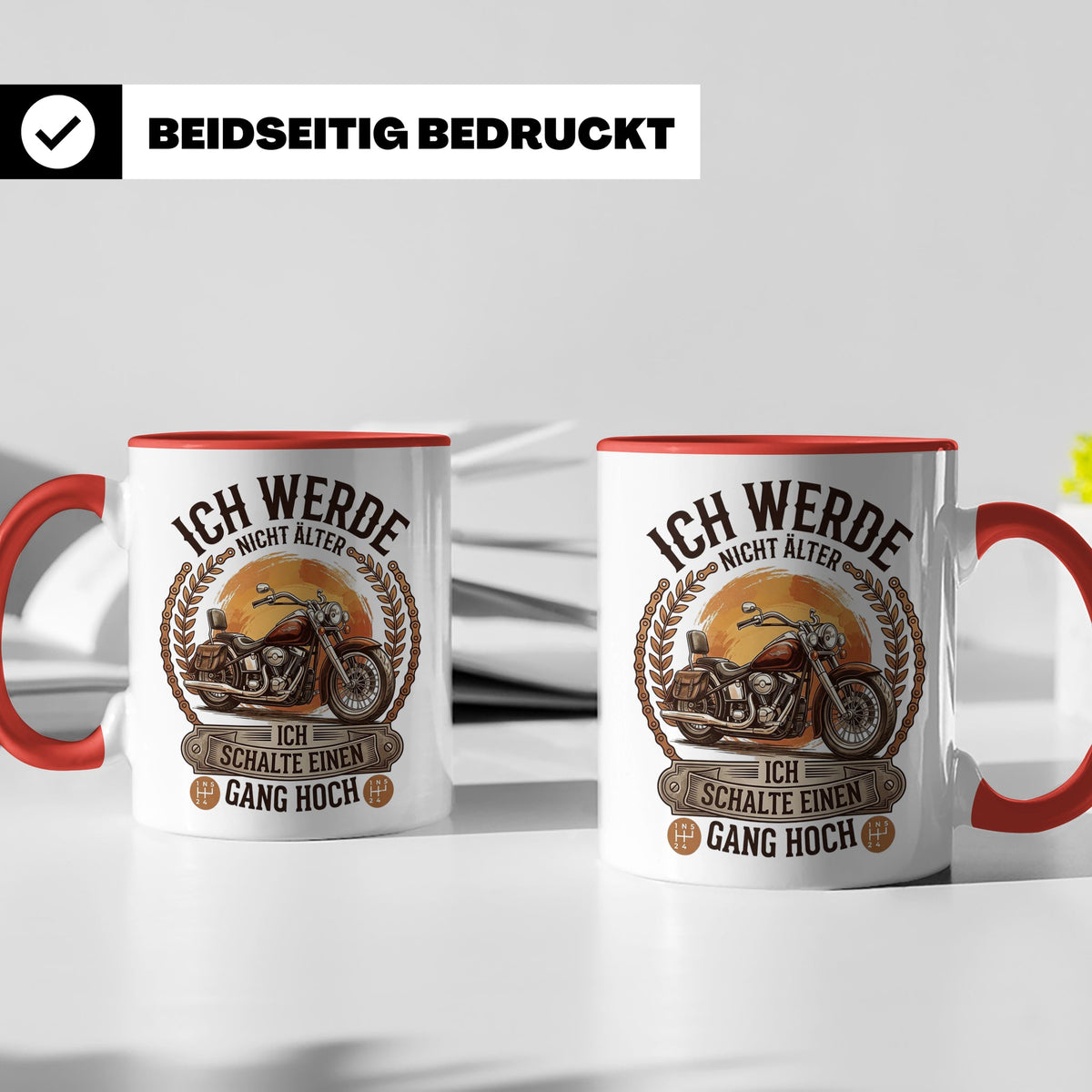 Biker Tasse Ich werde nicht älter Gang hoch | Motorrad Chopp – Rot [farbe:rot]
