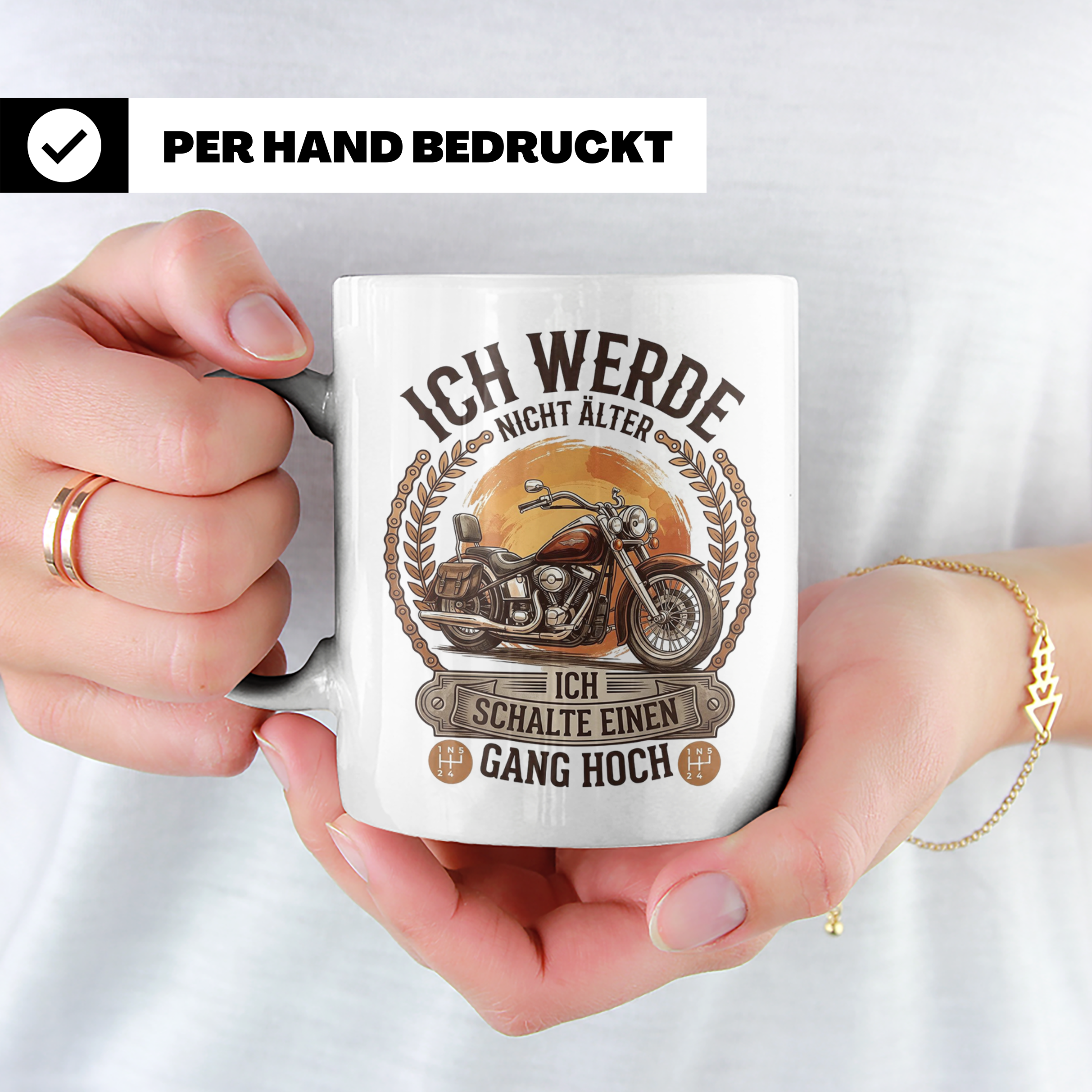 Biker Tasse Ich werde nicht älter Gang hoch | Motorrad Chopp – Weiß [farbe:weiß]