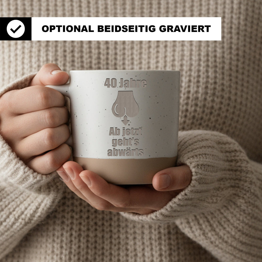 Hoden Tasse 40 Jahre Abwärts - Lustiges Geschenk für Männer zum Geburt – Bild 2