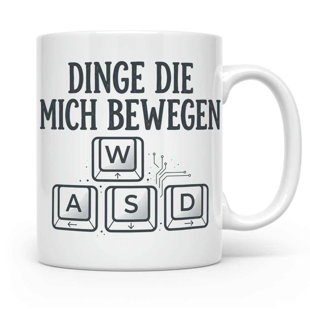 Zocker Tasse Dinge die mich bewegen, WASD Tasten, lustiger G – Weiß [farbe:weiß]