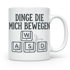Zocker Tasse Dinge die mich bewegen, WASD Tasten, lustiger G – Weiß [farbe:weiß]