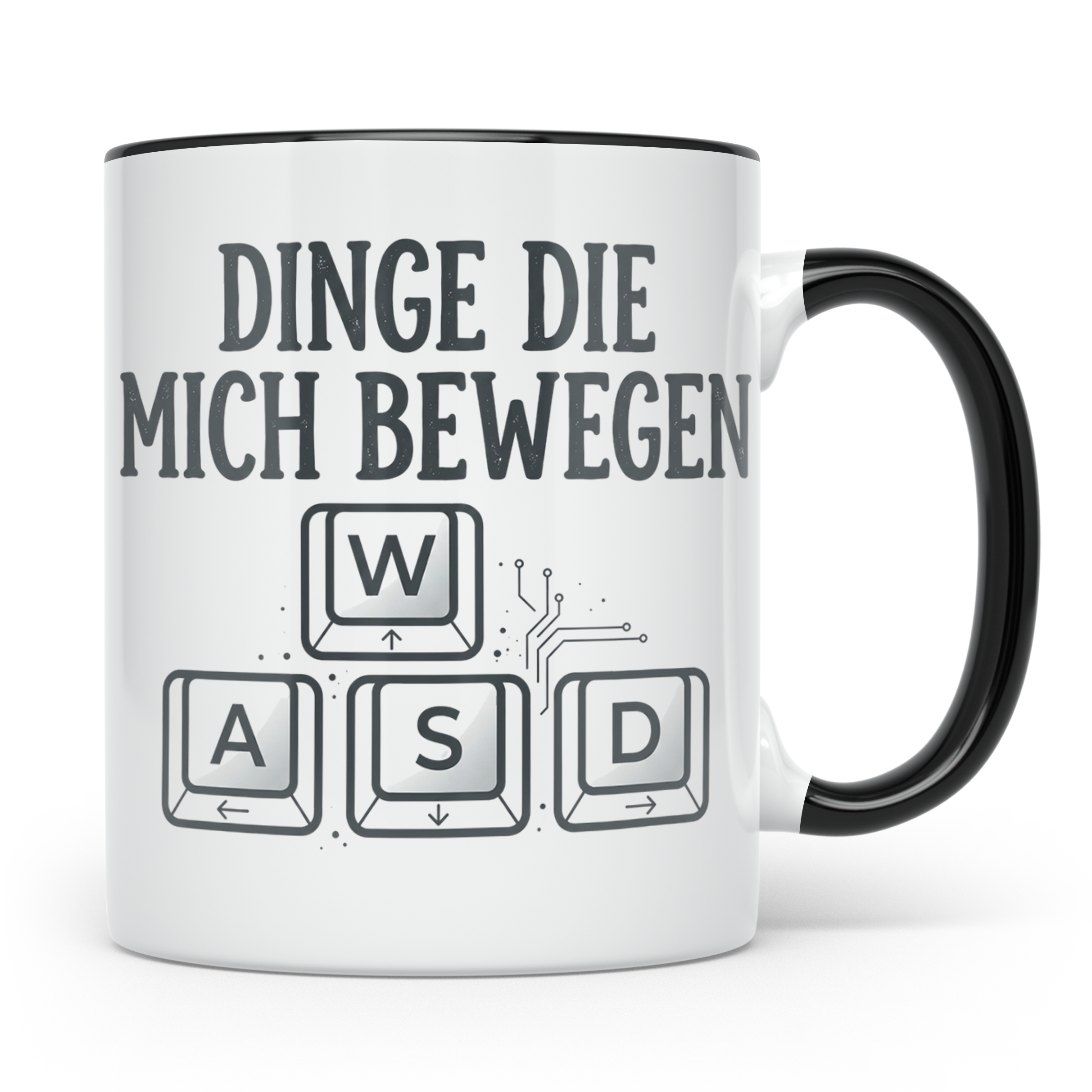 Zocker Tasse Dinge die mich bewegen, WASD Tasten, lustiger G – Schwarz [farbe:schwarz]