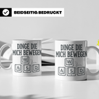 Zocker Tasse Dinge die mich bewegen, WASD Tasten, lustiger G – Weiß [farbe:weiß]
