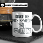 Zocker Tasse Dinge die mich bewegen, WASD Tasten, lustiger G – Weiß [farbe:weiß]