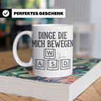 Zocker Tasse Dinge die mich bewegen, WASD Tasten, lustiger G – Weiß [farbe:weiß]