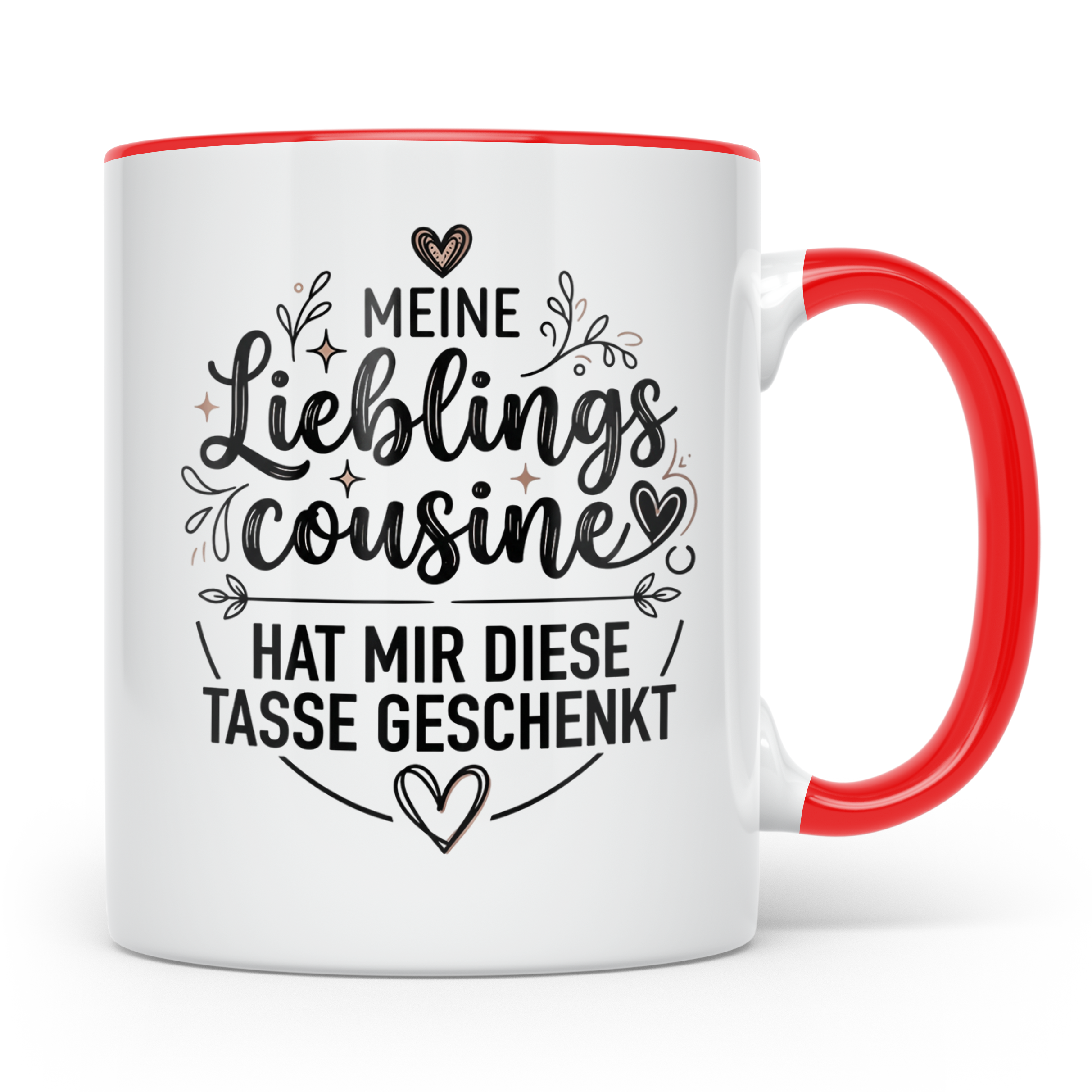 Lieblingscousine Tasse Geschenk für die beste Cousine der We – Rot [farbe:rot]