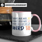 18. Geburtstag Tasse mit Spruch Sieht aus wie 10 wird 18, Lu – Rosa [farbe:rosa]
