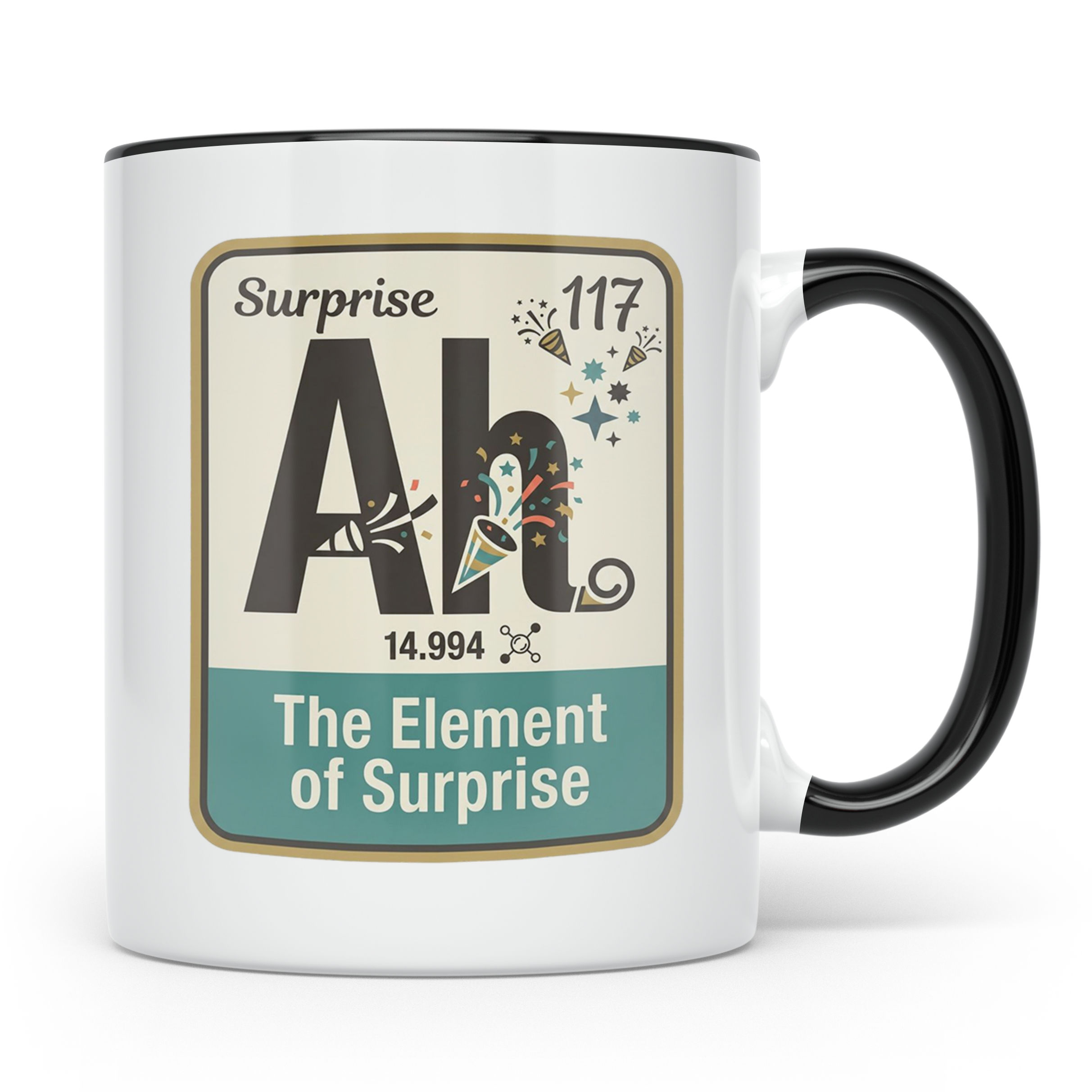 Periodensystem Tasse mit Element der Überraschung Spruch. Lu – Schwarz [farbe:schwarz]