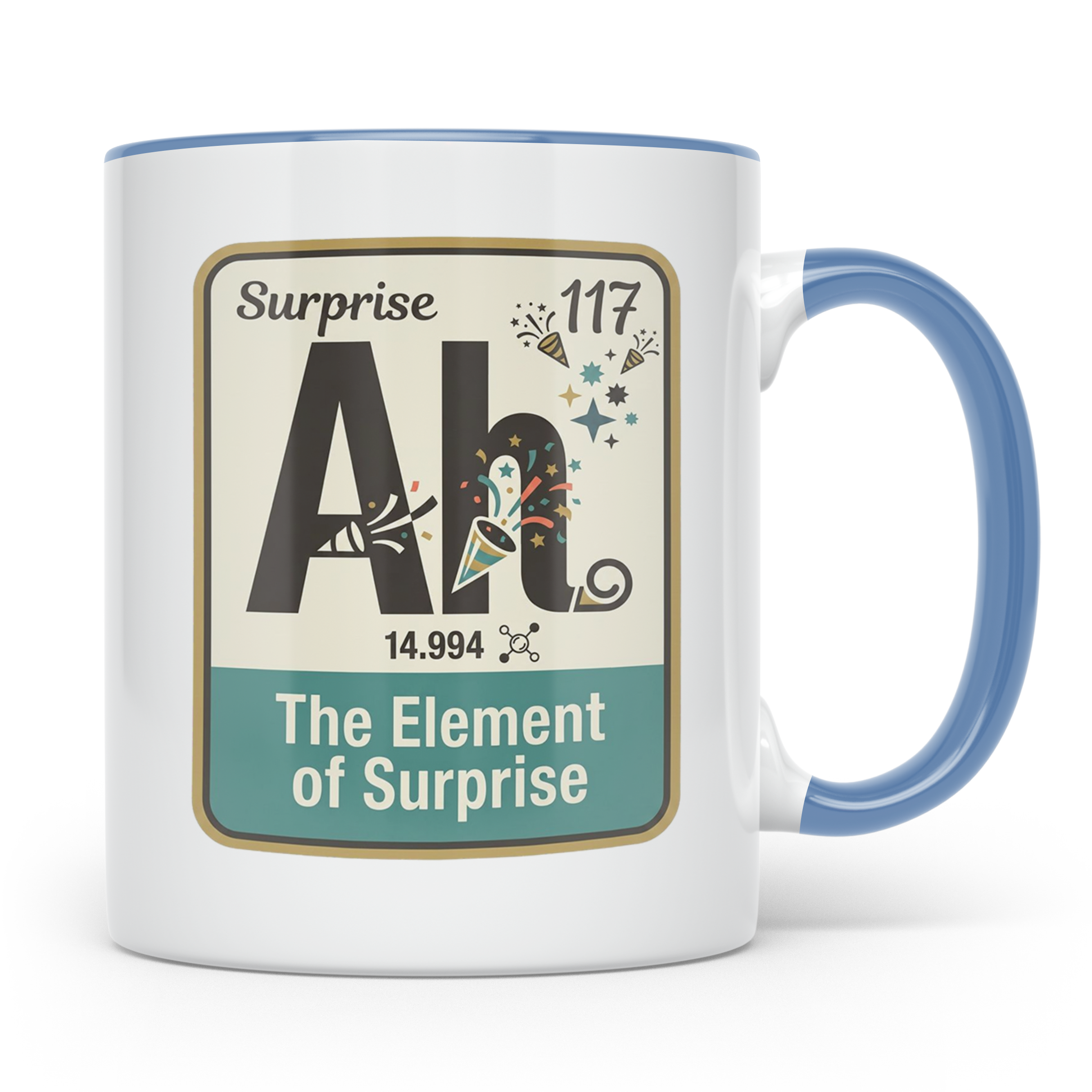 Periodensystem Tasse mit Element der Überraschung Spruch. Lu – Blau [farbe:blau]