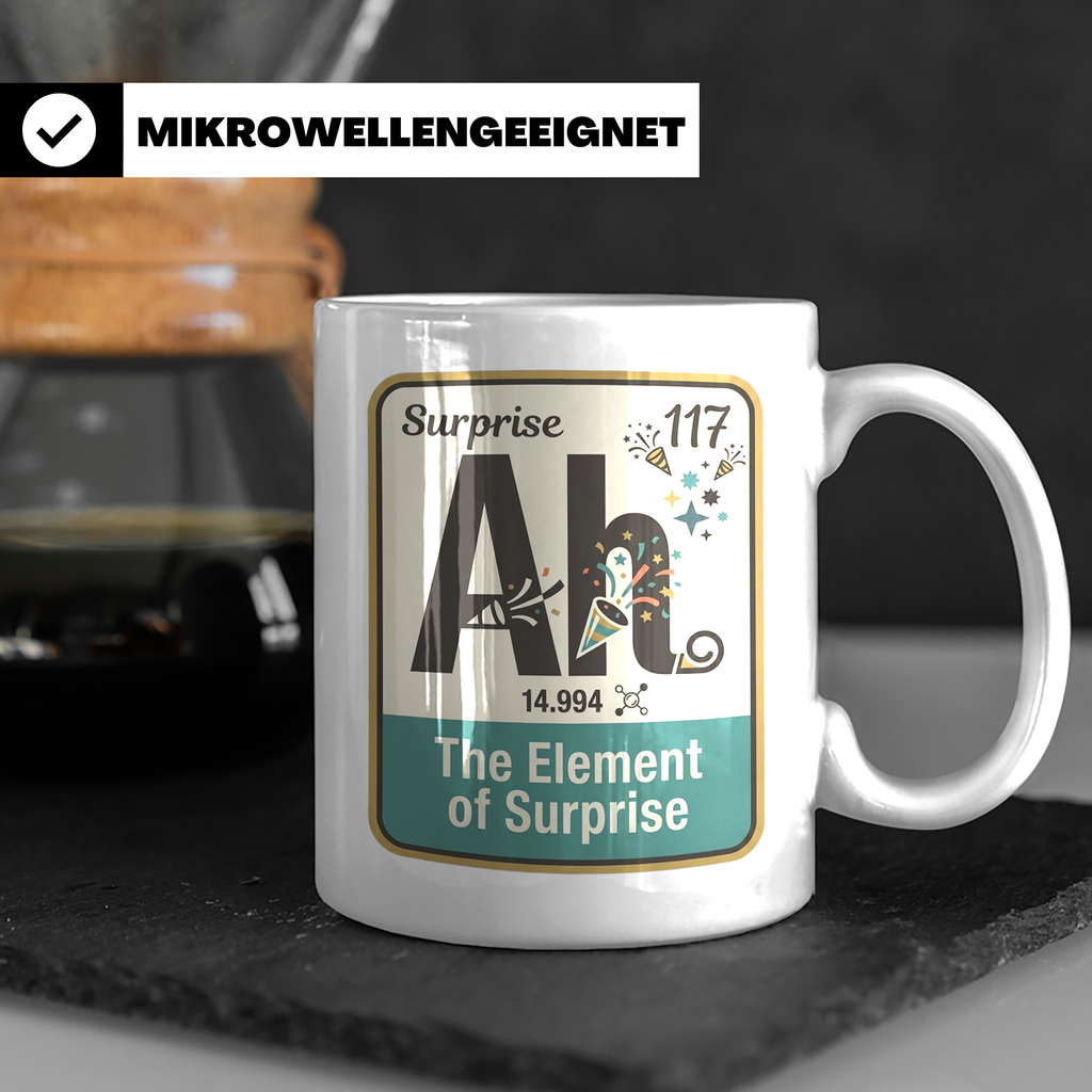 Periodensystem Tasse mit Element der Überraschung Spruch. Lu – Weiß [farbe:weiß]