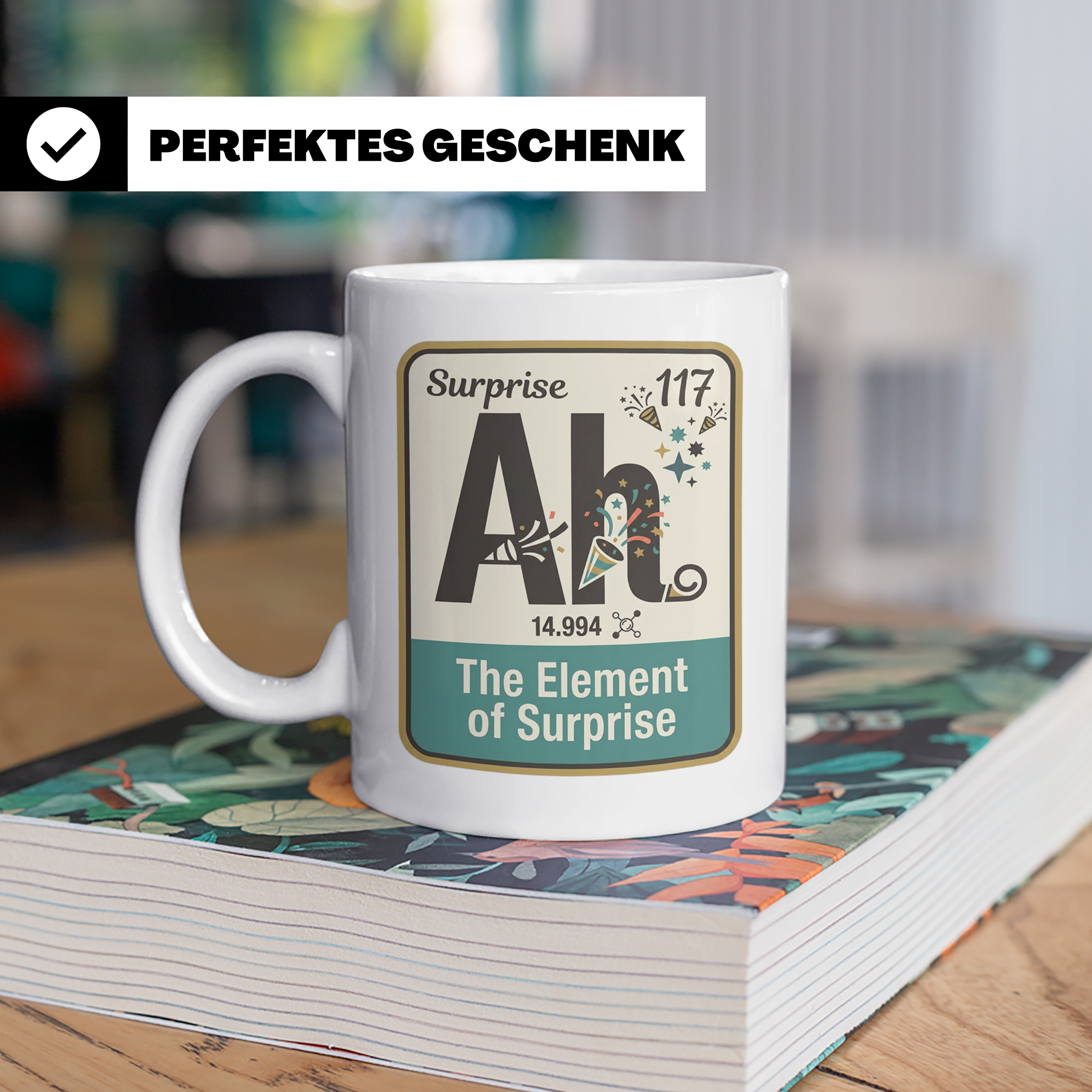 Periodensystem Tasse mit Element der Überraschung Spruch. Lu – Weiß [farbe:weiß]