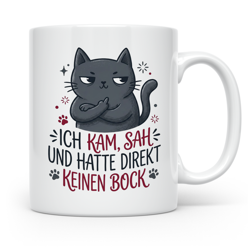 Keinen Bock Tasse mit Katze die Mittelfinger zeigt, lustiger – Weiß [farbe:weiß]
