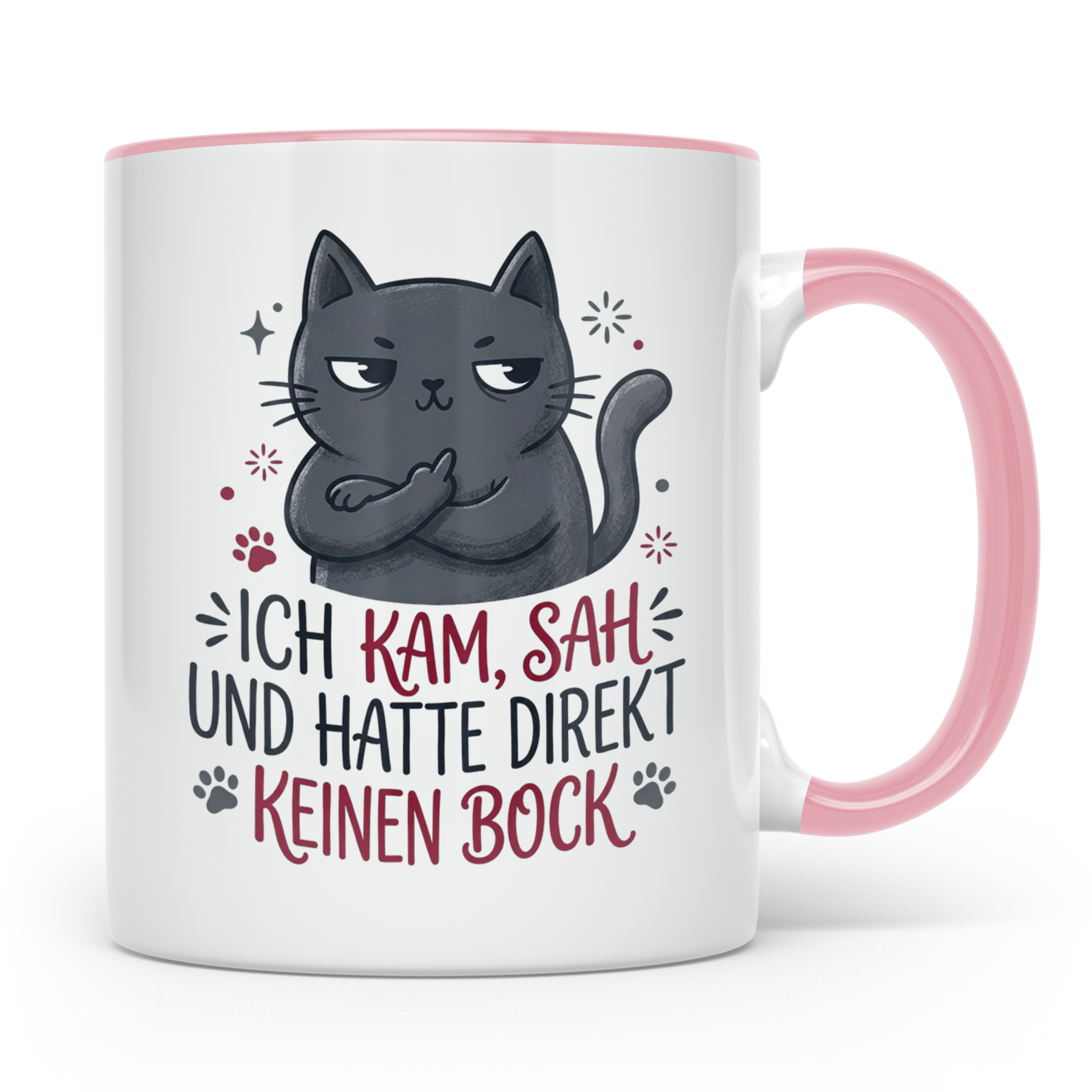 Keinen Bock Tasse mit Katze die Mittelfinger zeigt, lustiger – Rosa [farbe:rosa]