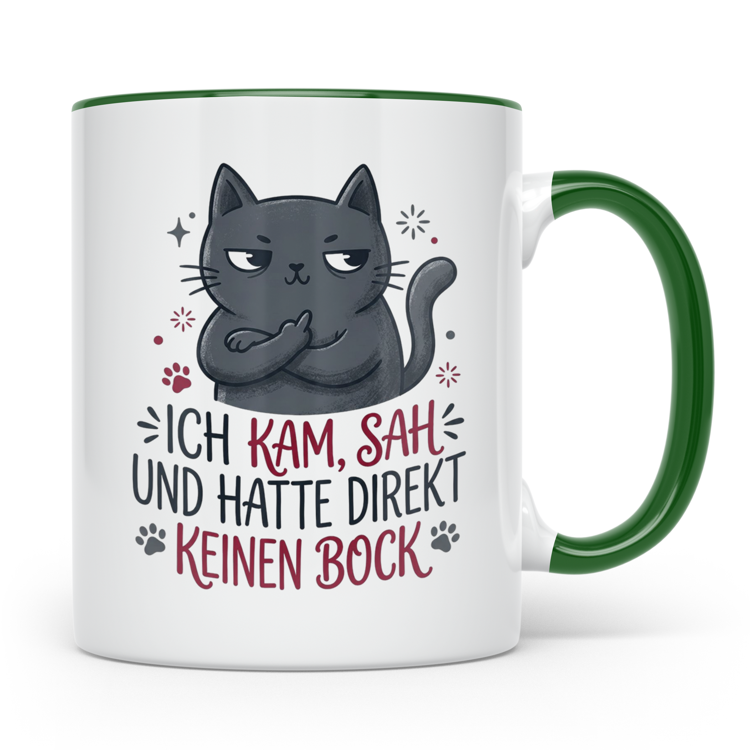 Keinen Bock Tasse mit Katze die Mittelfinger zeigt, lustiger – Grün [farbe:grün]