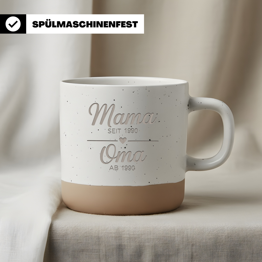Mama und Oma Tasse Geschenk für Großmutter Geburtstag Muttertag Familienglück Dankeschön Beste Oma der Welt Kaffeetasse Personalisierbar