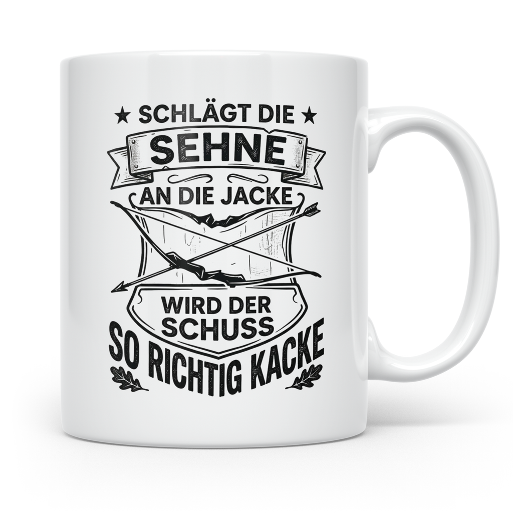 Bogenschütze Tasse lustiger Spruch Sehne Jacke Kacke, Gesche – Weiß [farbe:weiß]