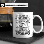 Bogenschütze Tasse lustiger Spruch Sehne Jacke Kacke, Gesche – Weiß [farbe:weiß]