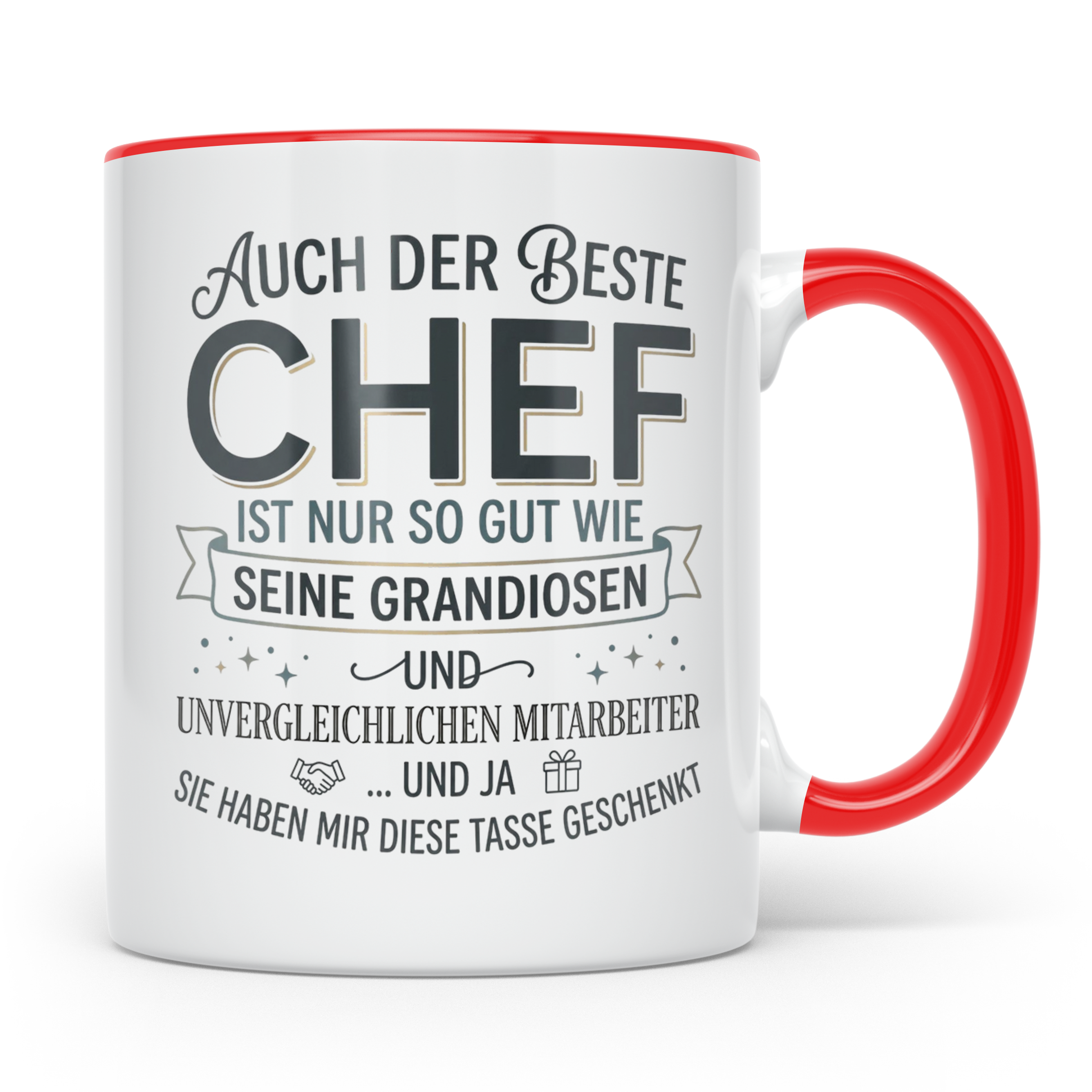 Bester Chef Tasse Geschenk von Mitarbeitern, Spruchtasse für – Rot [farbe:rot]