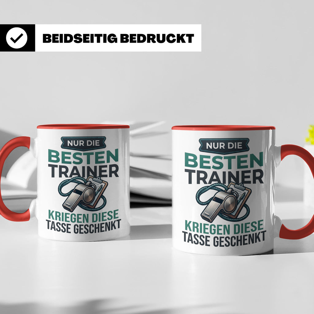 Trainer Tasse Geschenk für besten Coach der Welt Spruch Dank – Rot [farbe:rot]