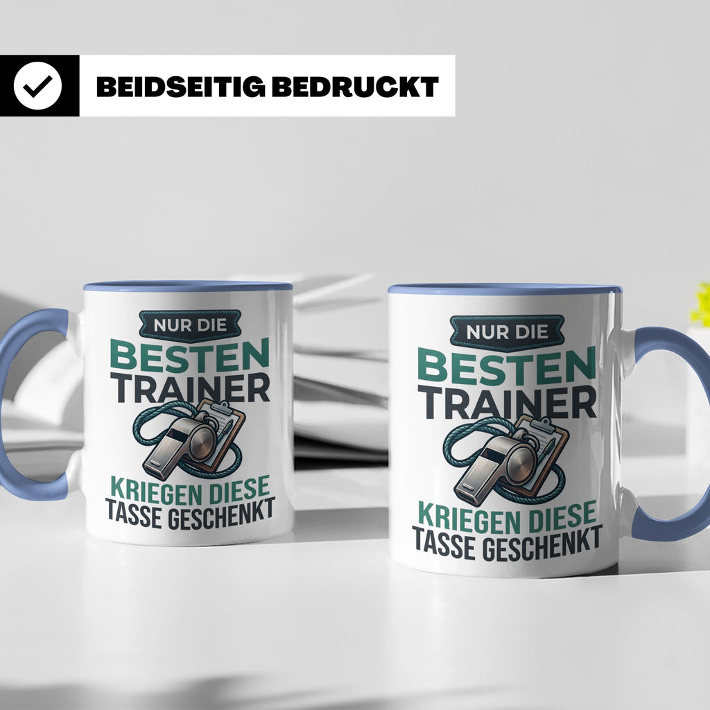 Trainer Tasse Geschenk für besten Coach der Welt Spruch Dank – Blau [farbe:blau]