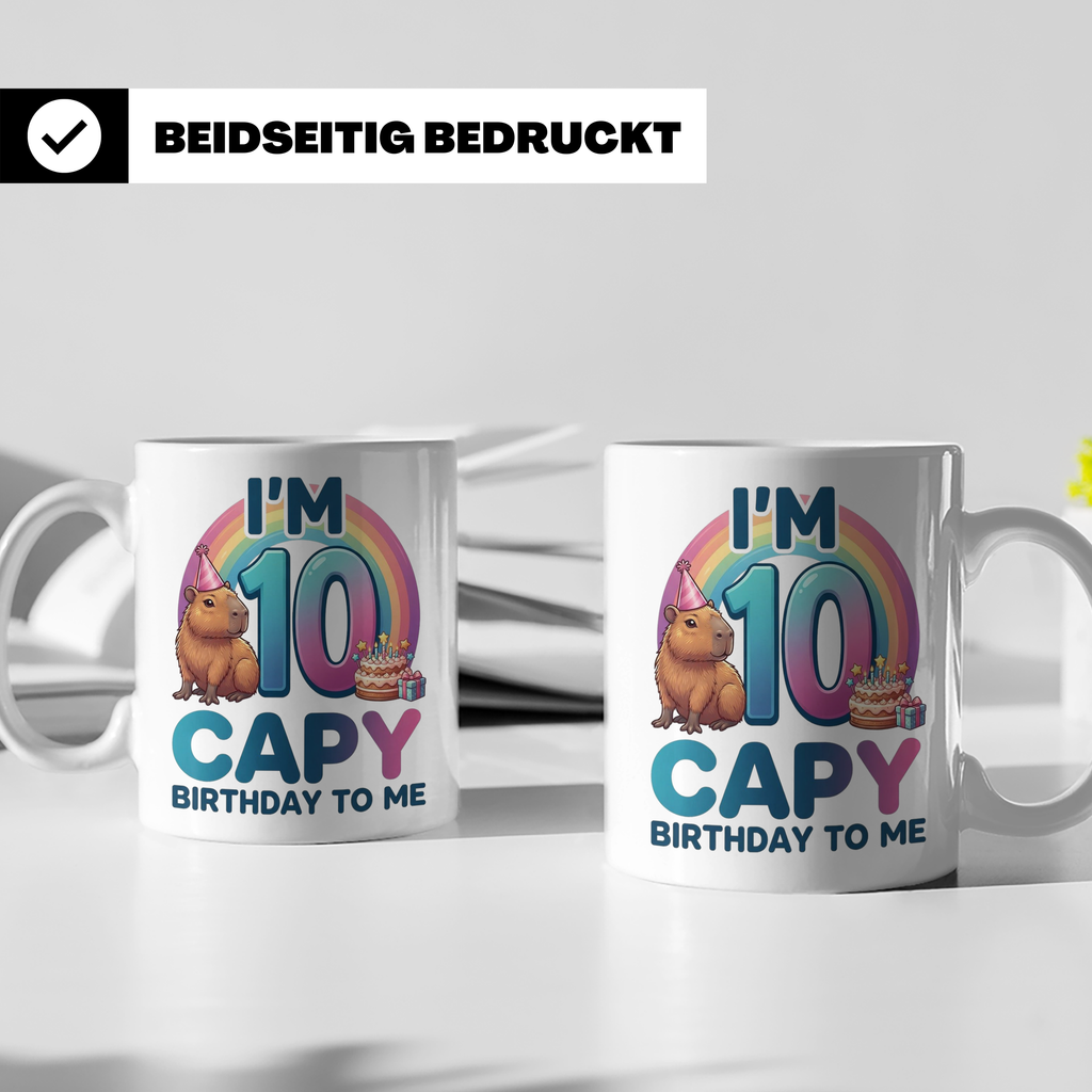 Capybara Tasse 10. Geburtstag I'm 10 Kindertasse für Mädchen – Weiß [farbe:weiß]