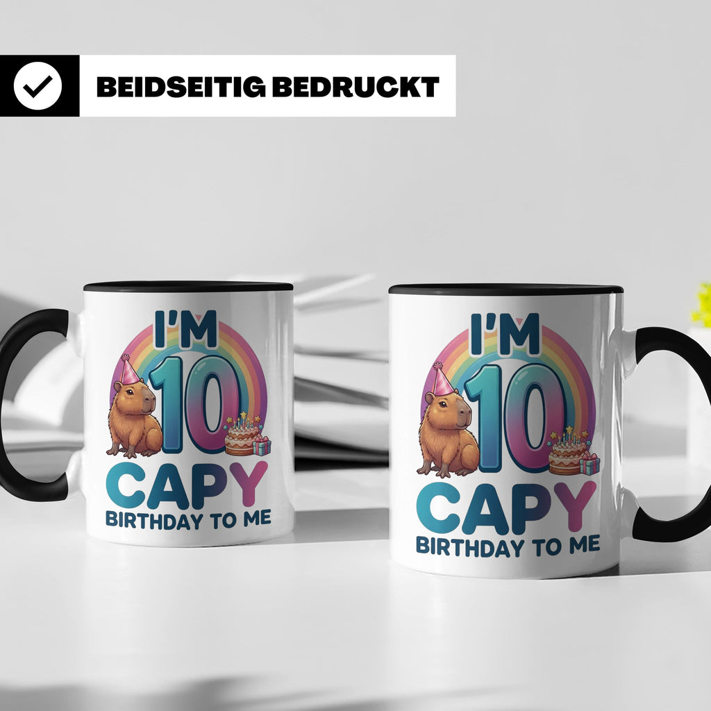 Capybara Tasse 10. Geburtstag I'm 10 Kindertasse für Mädchen – Schwarz [farbe:schwarz]