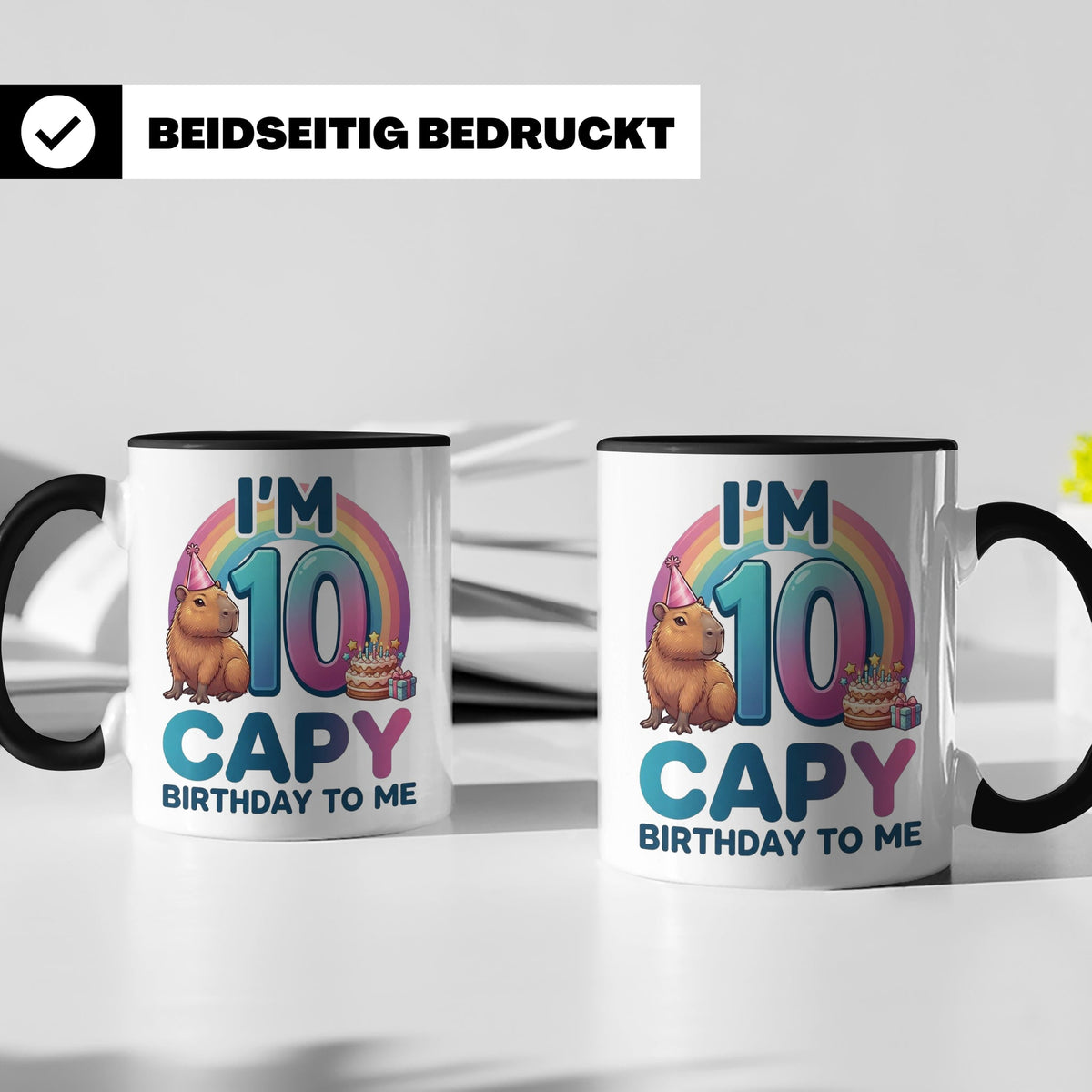 Capybara Tasse 10. Geburtstag I'm 10 Kindertasse für Mädchen – Schwarz [farbe:schwarz]