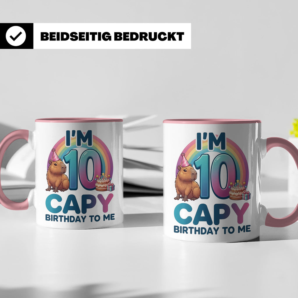 Capybara Tasse 10. Geburtstag I'm 10 Kindertasse für Mädchen – Rosa [farbe:rosa]