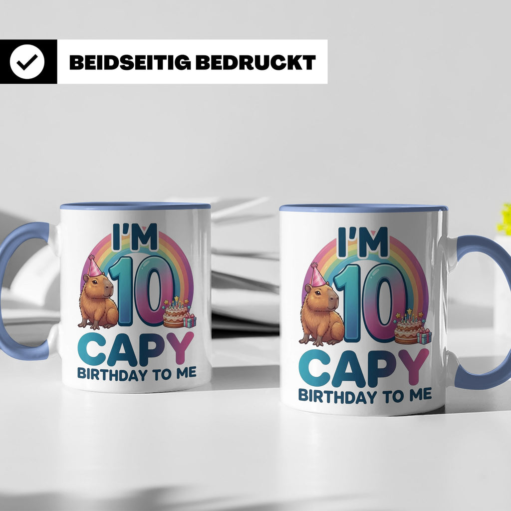 Capybara Tasse 10. Geburtstag I'm 10 Kindertasse für Mädchen – Blau [farbe:blau]