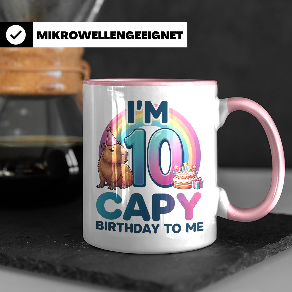 Capybara Tasse 10. Geburtstag I'm 10 Kindertasse für Mädchen – Rosa [farbe:rosa]