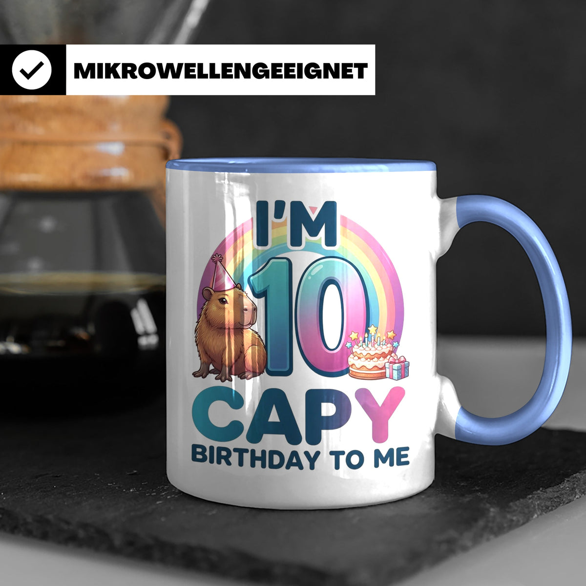 Capybara Tasse 10. Geburtstag I'm 10 Kindertasse für Mädchen – Blau [farbe:blau]