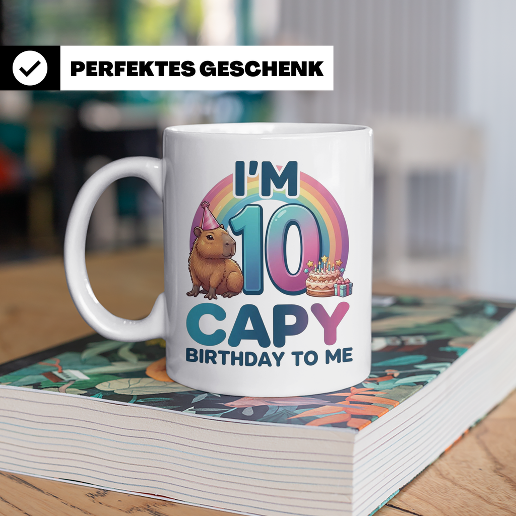 Capybara Tasse 10. Geburtstag I'm 10 Kindertasse für Mädchen – Weiß [farbe:weiß]