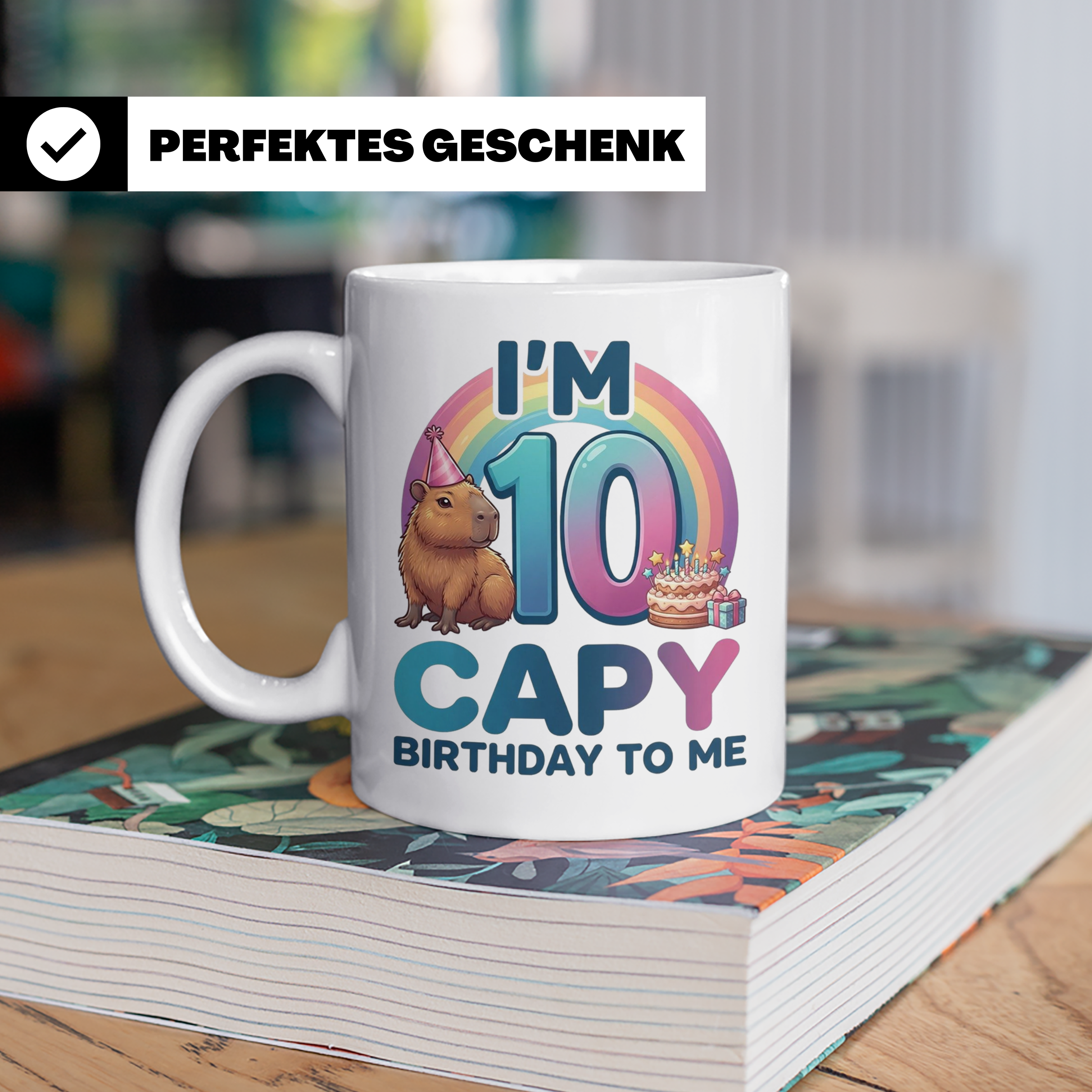Capybara Tasse 10. Geburtstag I'm 10 Kindertasse für Mädchen – Weiß [farbe:weiß]
