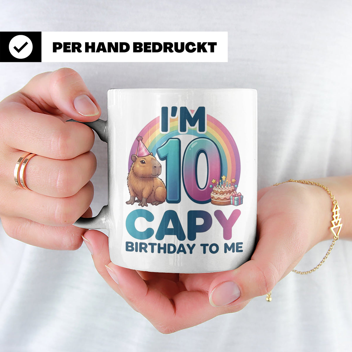 Capybara Tasse 10. Geburtstag I'm 10 Kindertasse für Mädchen – Weiß [farbe:weiß]