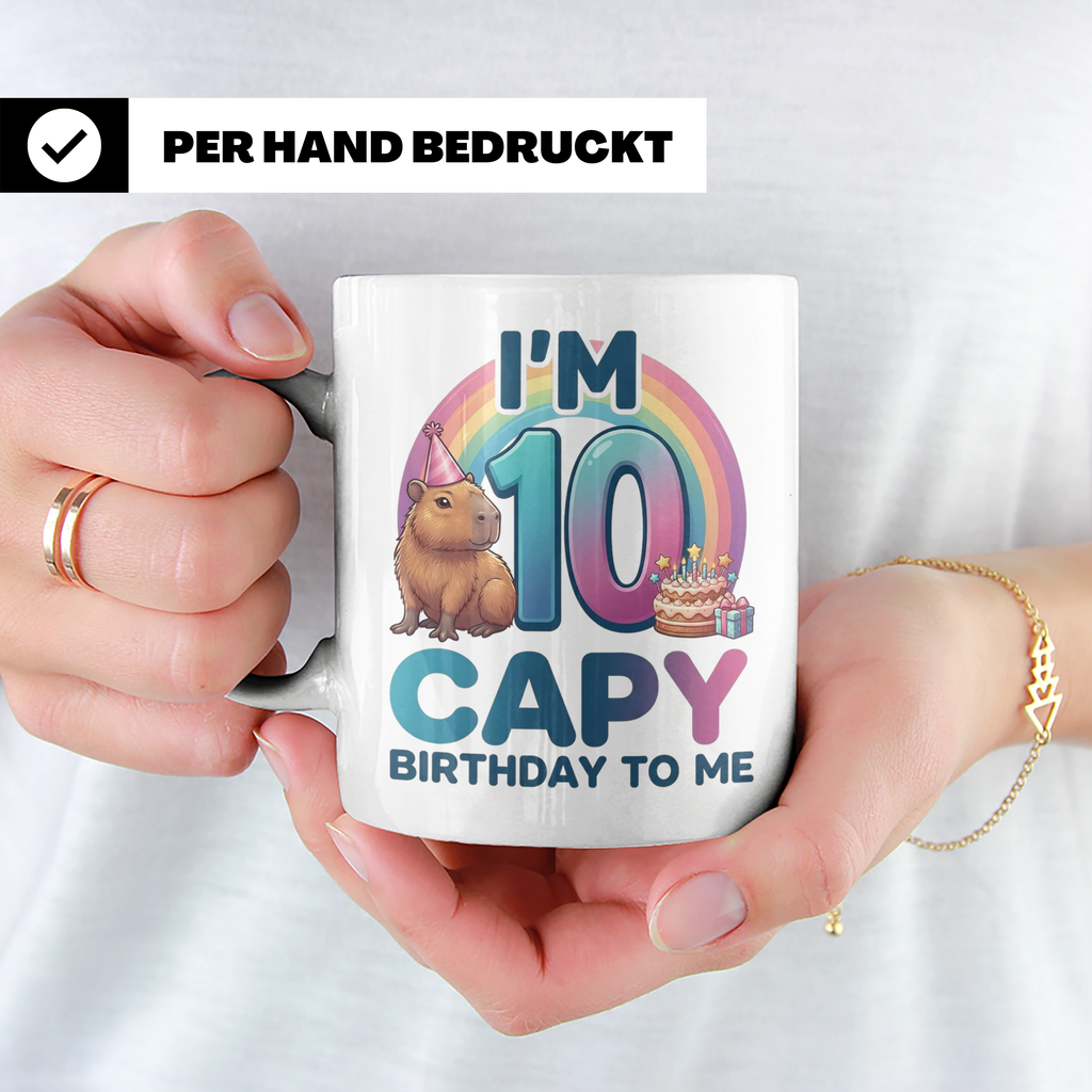 Capybara Tasse 10. Geburtstag I'm 10 Kindertasse für Mädchen – Weiß [farbe:weiß]