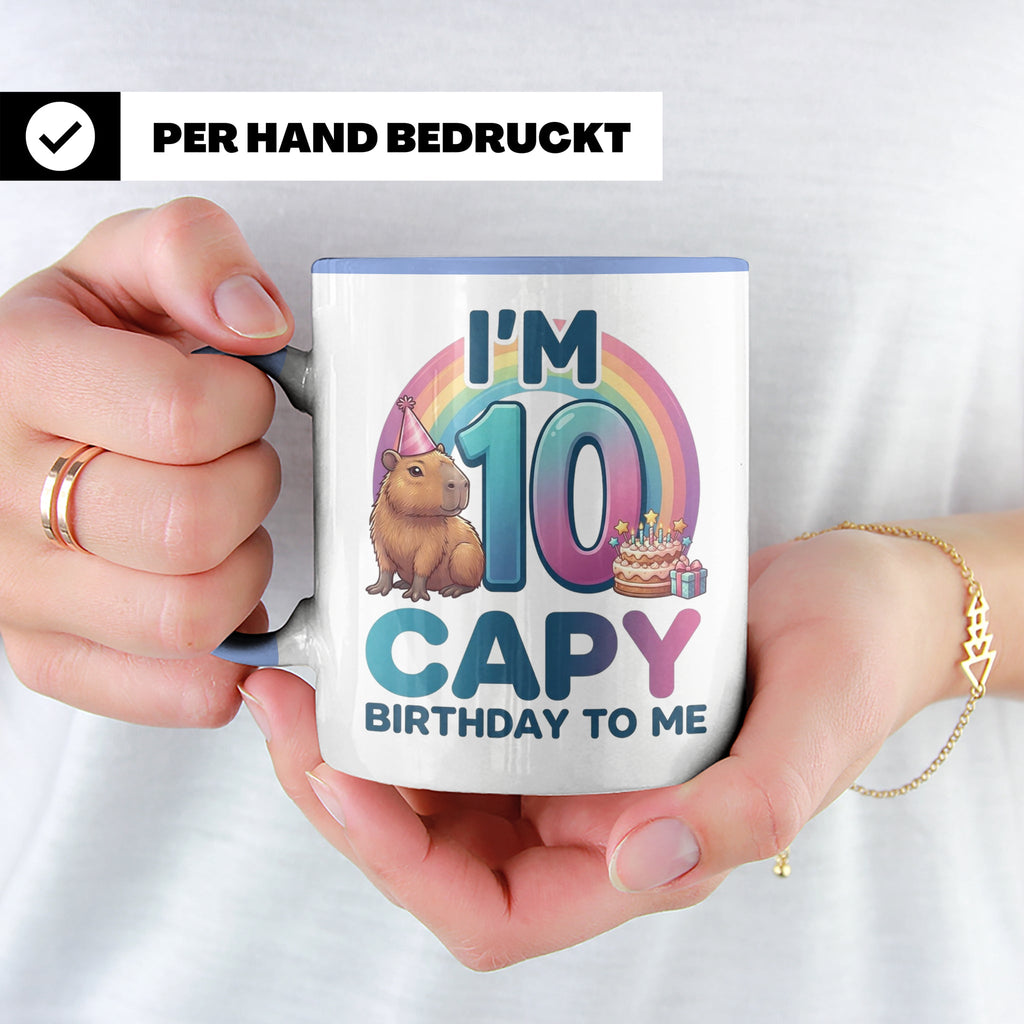 Capybara Tasse 10. Geburtstag I'm 10 Kindertasse für Mädchen – Blau [farbe:blau]