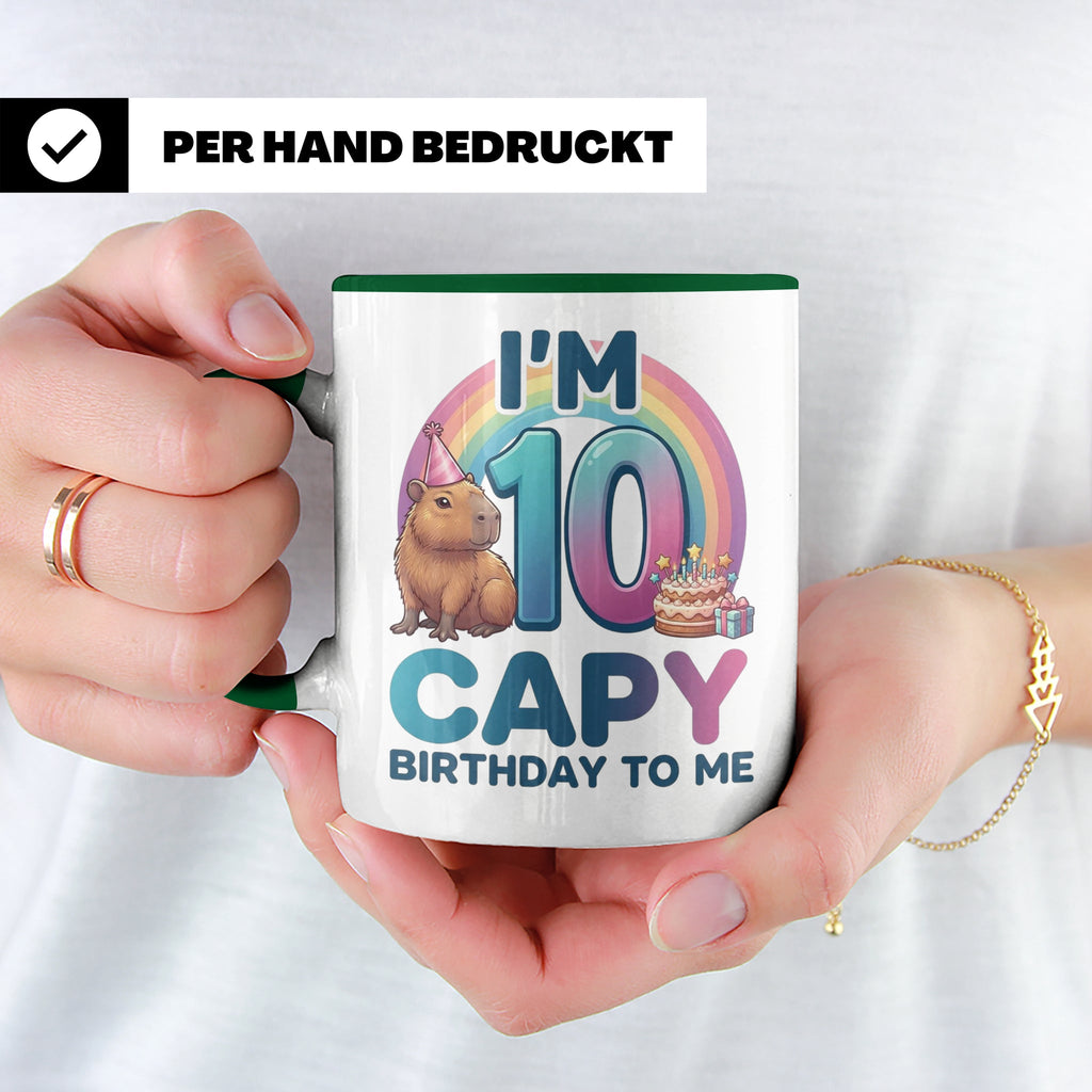 Capybara Tasse 10. Geburtstag I'm 10 Kindertasse für Mädchen – Grün [farbe:grün]