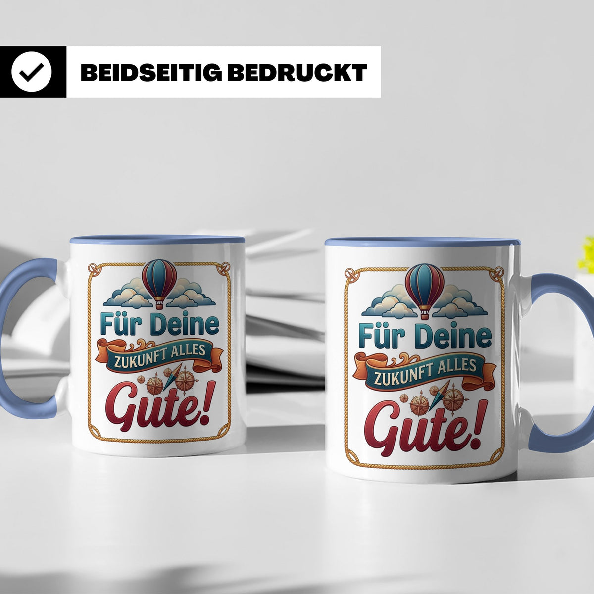 Für Deine Zukunft Alles Gute Tasse, Abschiedsgeschenk Kolleg – Blau [farbe:blau]