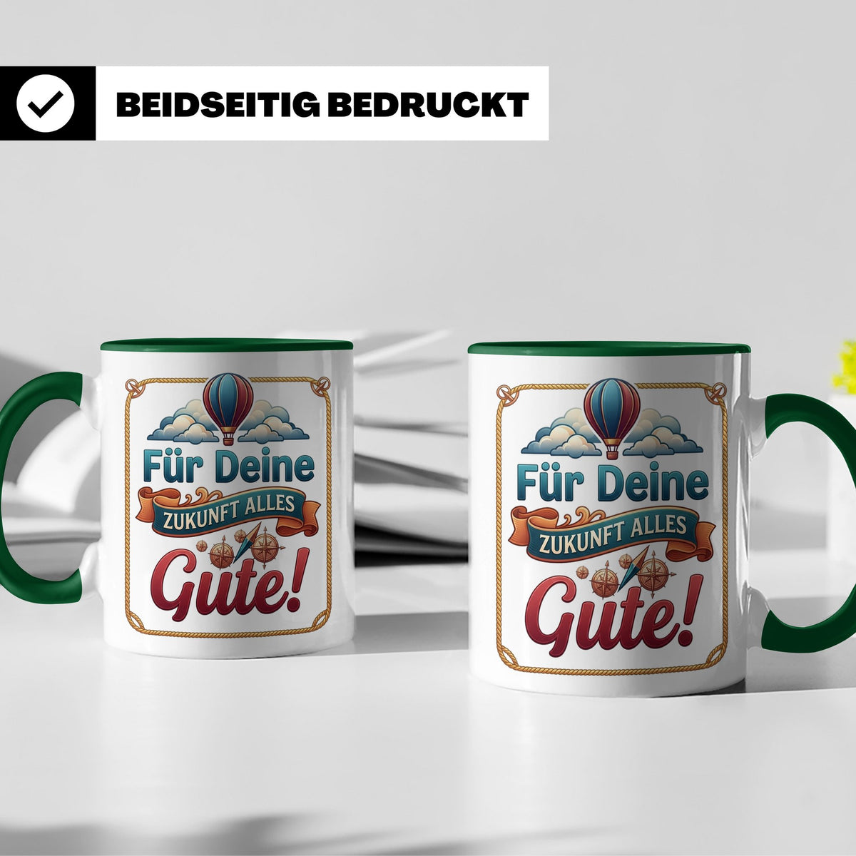 Für Deine Zukunft Alles Gute Tasse, Abschiedsgeschenk Kolleg – Grün [farbe:grün]