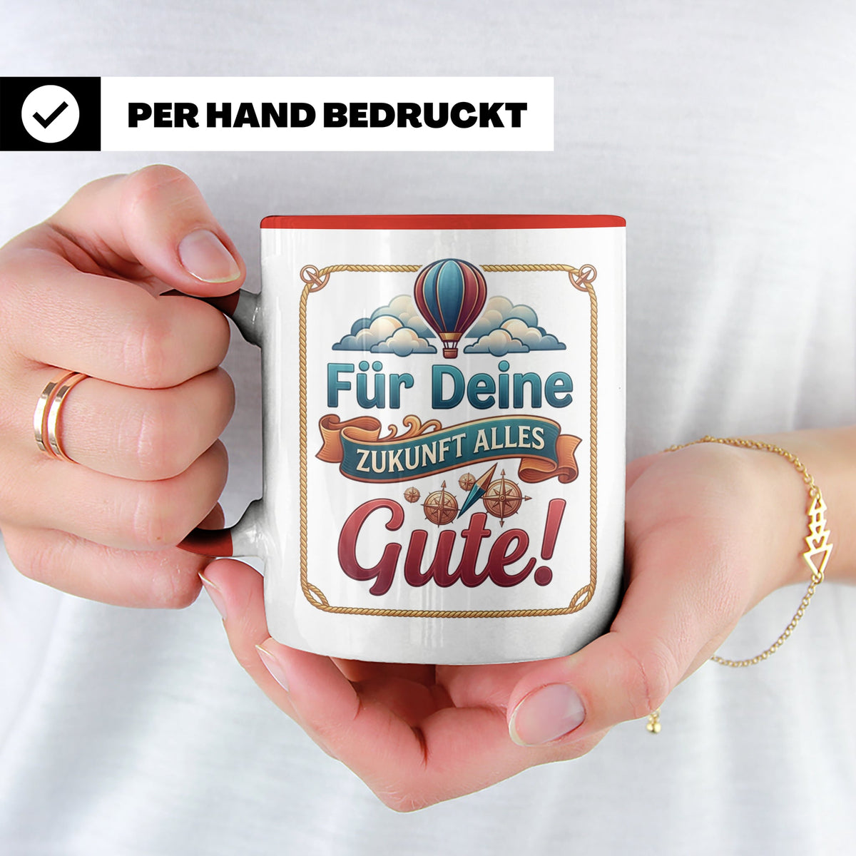 Für Deine Zukunft Alles Gute Tasse, Abschiedsgeschenk Kolleg – Rot [farbe:rot]