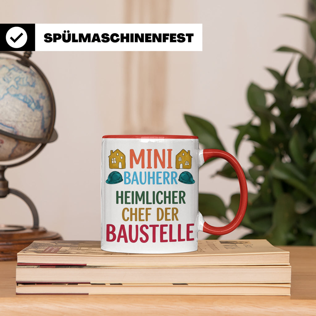 Mini Bauherr Tasse Heimlicher Chef der Baustelle Geschenk fü – Rot [farbe:rot]