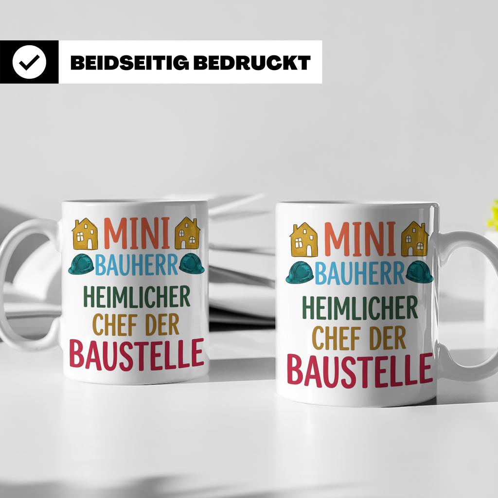 Mini Bauherr Tasse Heimlicher Chef der Baustelle Geschenk fü – Weiß [farbe:weiß]