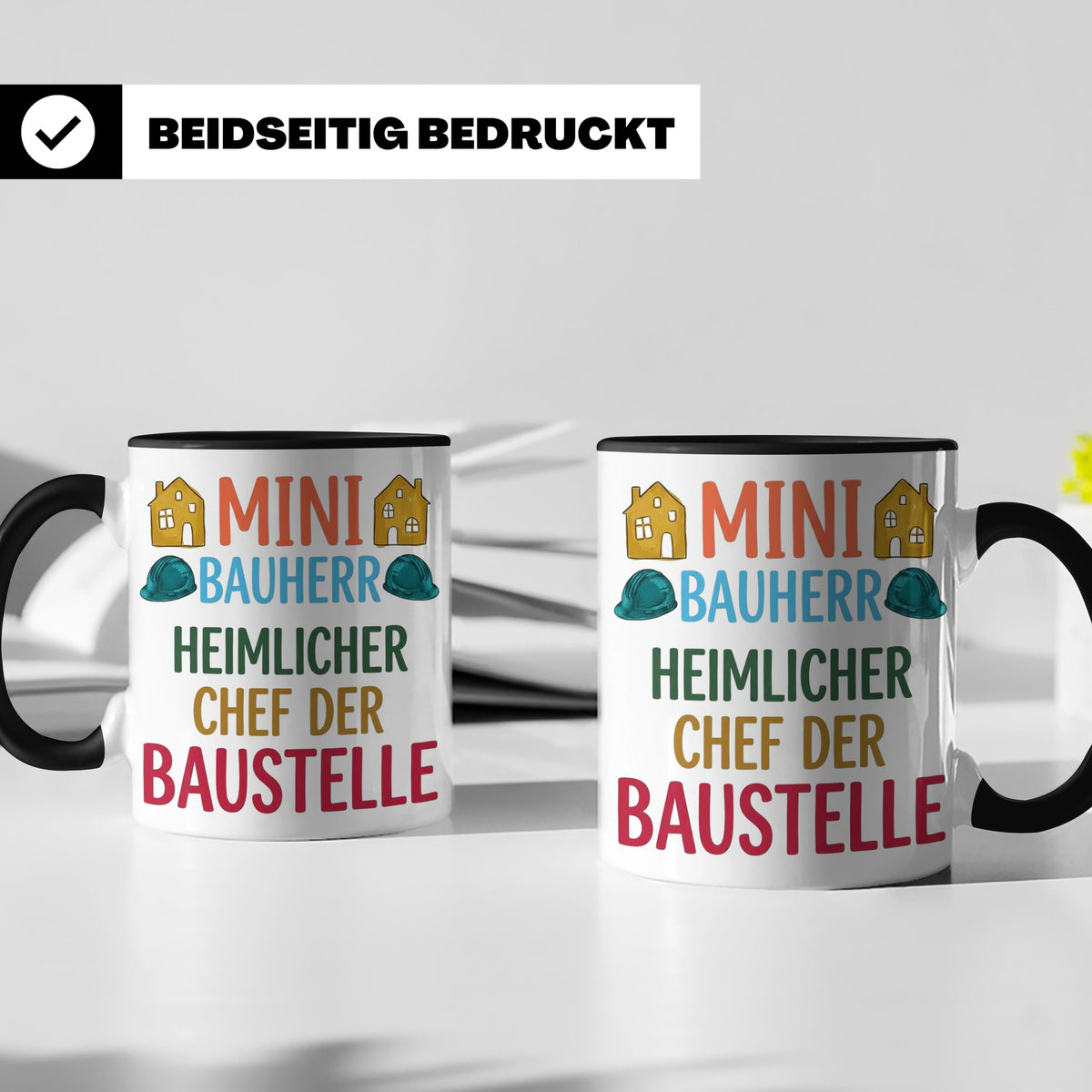 Mini Bauherr Tasse Heimlicher Chef der Baustelle Geschenk fü – Schwarz [farbe:schwarz]