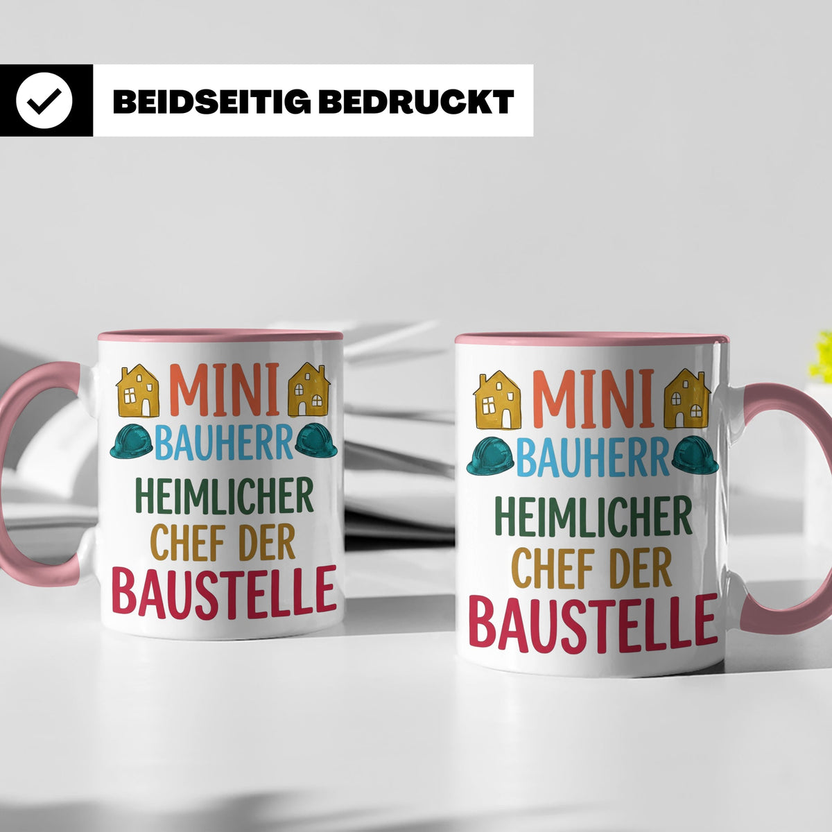 Mini Bauherr Tasse Heimlicher Chef der Baustelle Geschenk fü – Rosa [farbe:rosa]