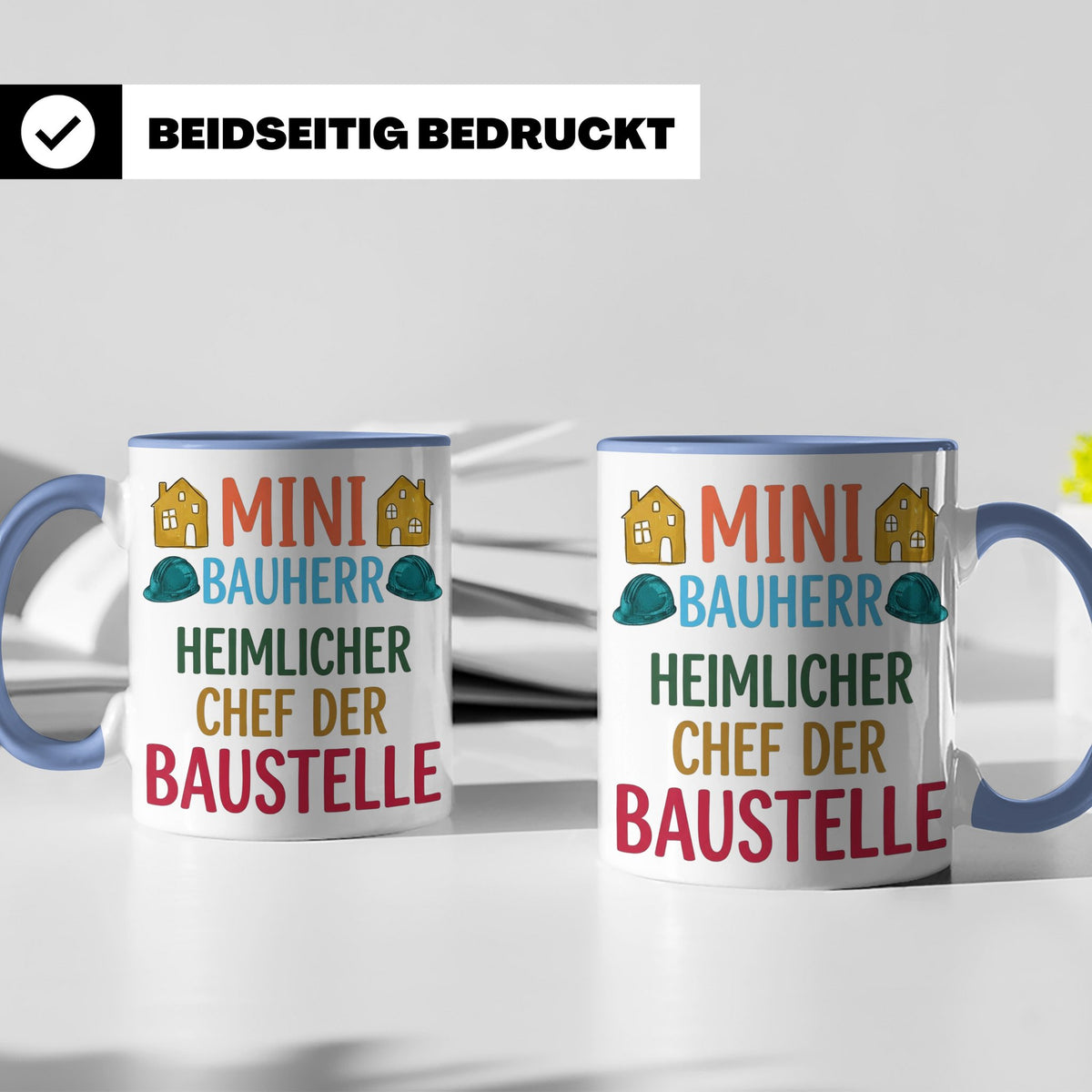 Mini Bauherr Tasse Heimlicher Chef der Baustelle Geschenk fü – Blau [farbe:blau]