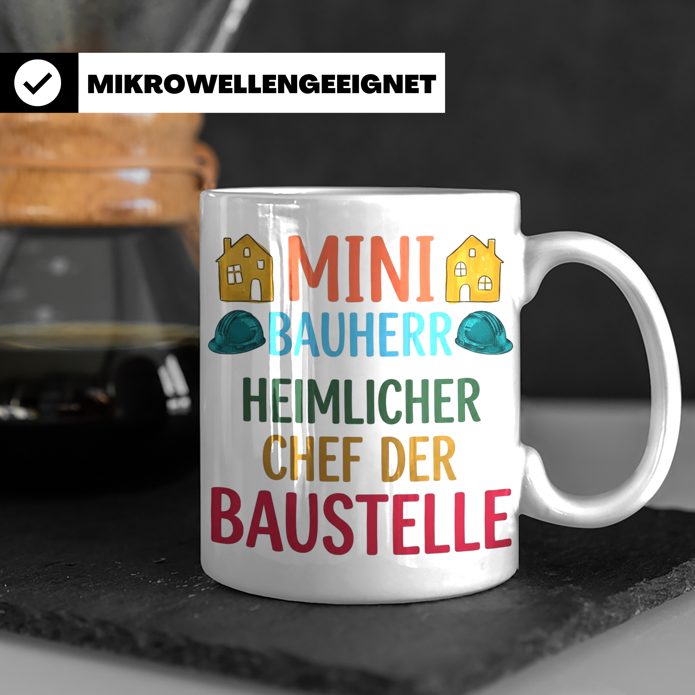 Mini Bauherr Tasse Heimlicher Chef der Baustelle Geschenk fü – Weiß [farbe:weiß]