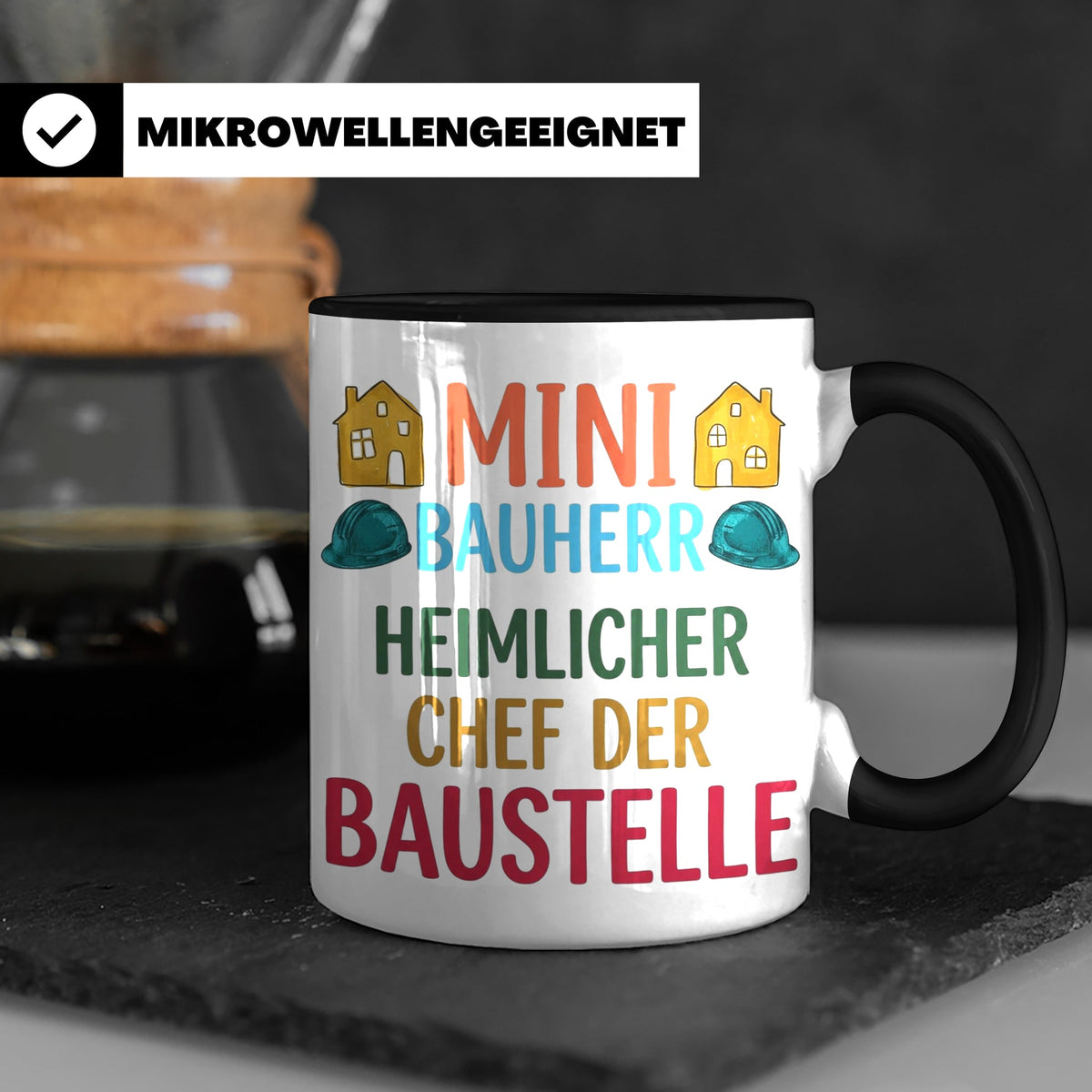 Mini Bauherr Tasse Heimlicher Chef der Baustelle Geschenk fü – Schwarz [farbe:schwarz]